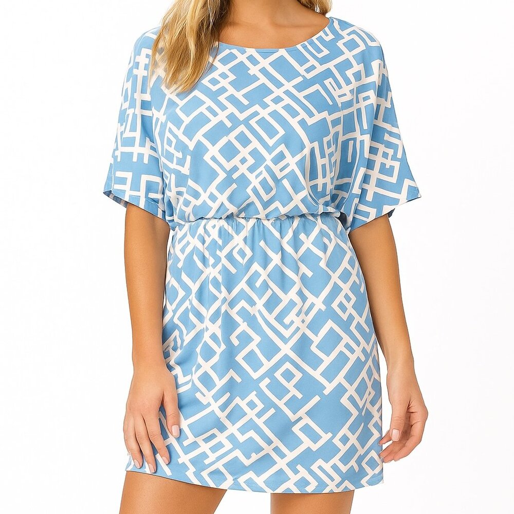 Newport News Geometric Print Cold Shoulder Dolman Sleeve Tunic